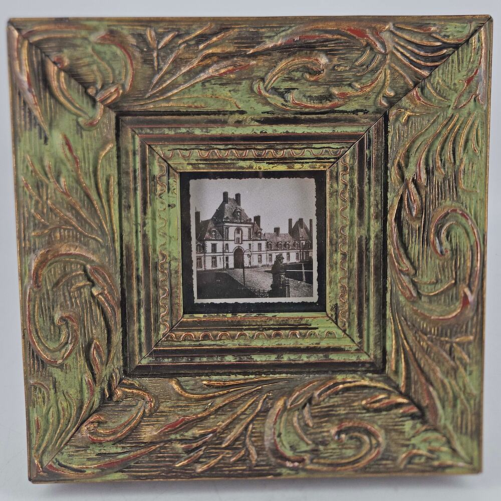 Vintage Gilded Ornate deep well square Easel photo Picture Frame